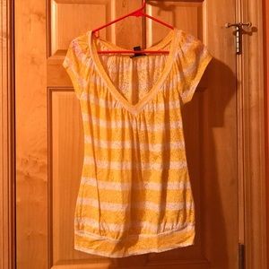 Yellow and white top